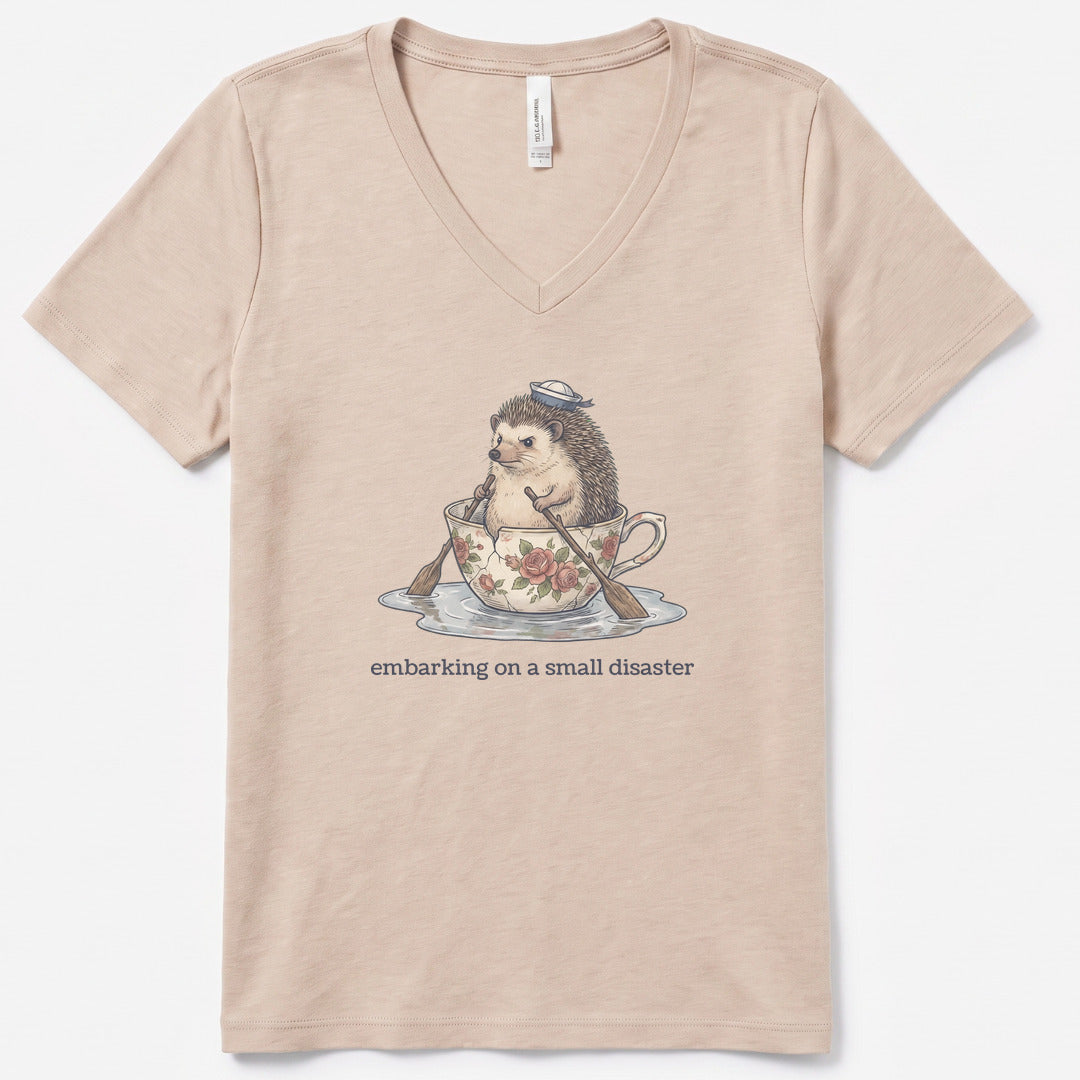 Small Disaster V-Neck Heather - women's relaxed v-neck tee in Heather Dust from Summit Soul