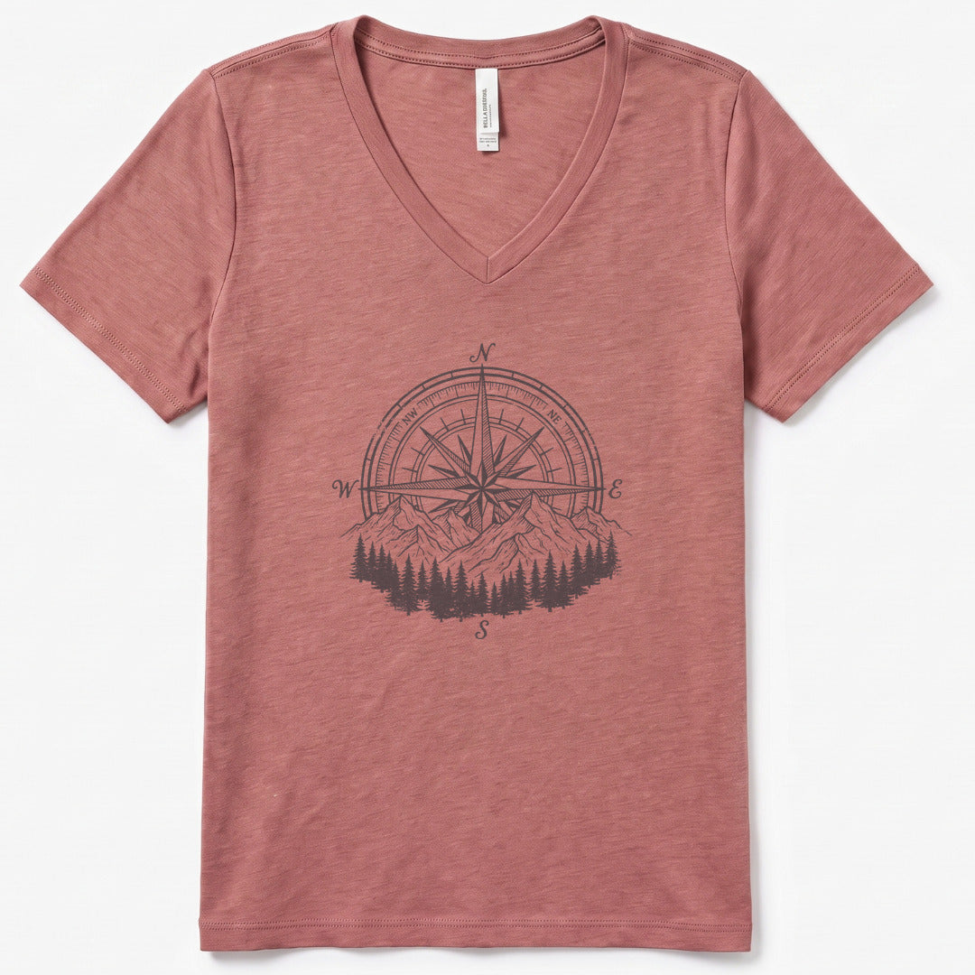 Bearing V-Neck Heather - women's relaxed v-neck tee in Heather Mauve from Summit Soul