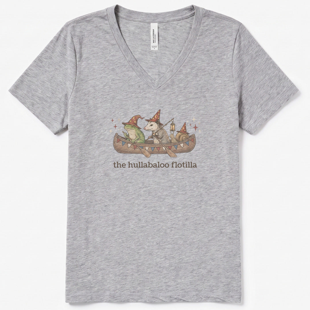 The Hullabaloo Flotilla V-Neck Heather - women's relaxed v-neck tee in Athletic Heather from Summit Soul