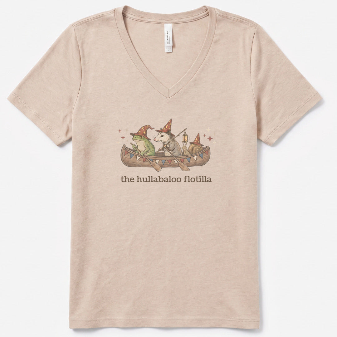The Hullabaloo Flotilla V-Neck Heather - women's relaxed v-neck tee in Heather Dust from Summit Soul
