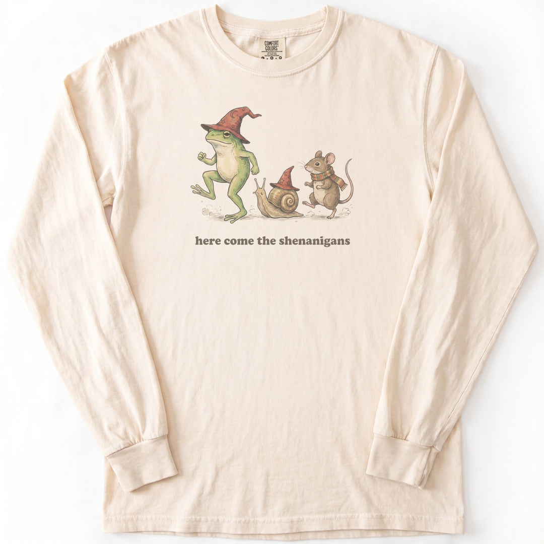 Here Come the Shenanigans Premium LS - Comfort Colors garment-dyed long sleeve in Ivory from Summit Soul