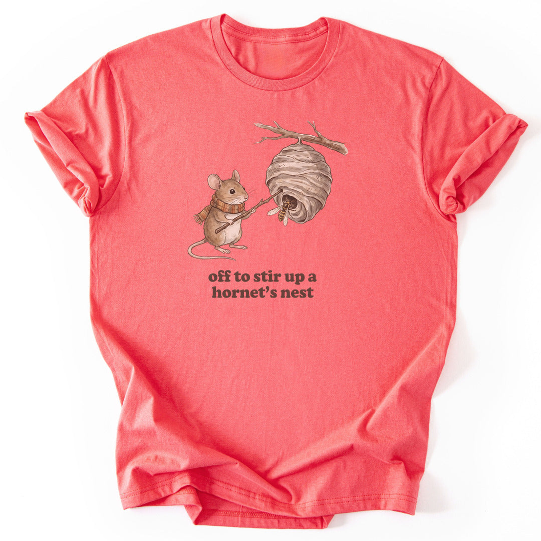 Off to Stir Up a Hornet's Nest - Coral Silk