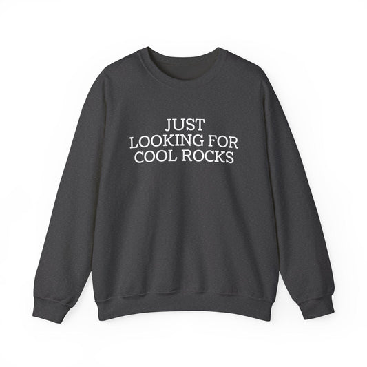 Sweatshirt Dark Heather / S Just Looking for Rocks Funny Sweatshirt