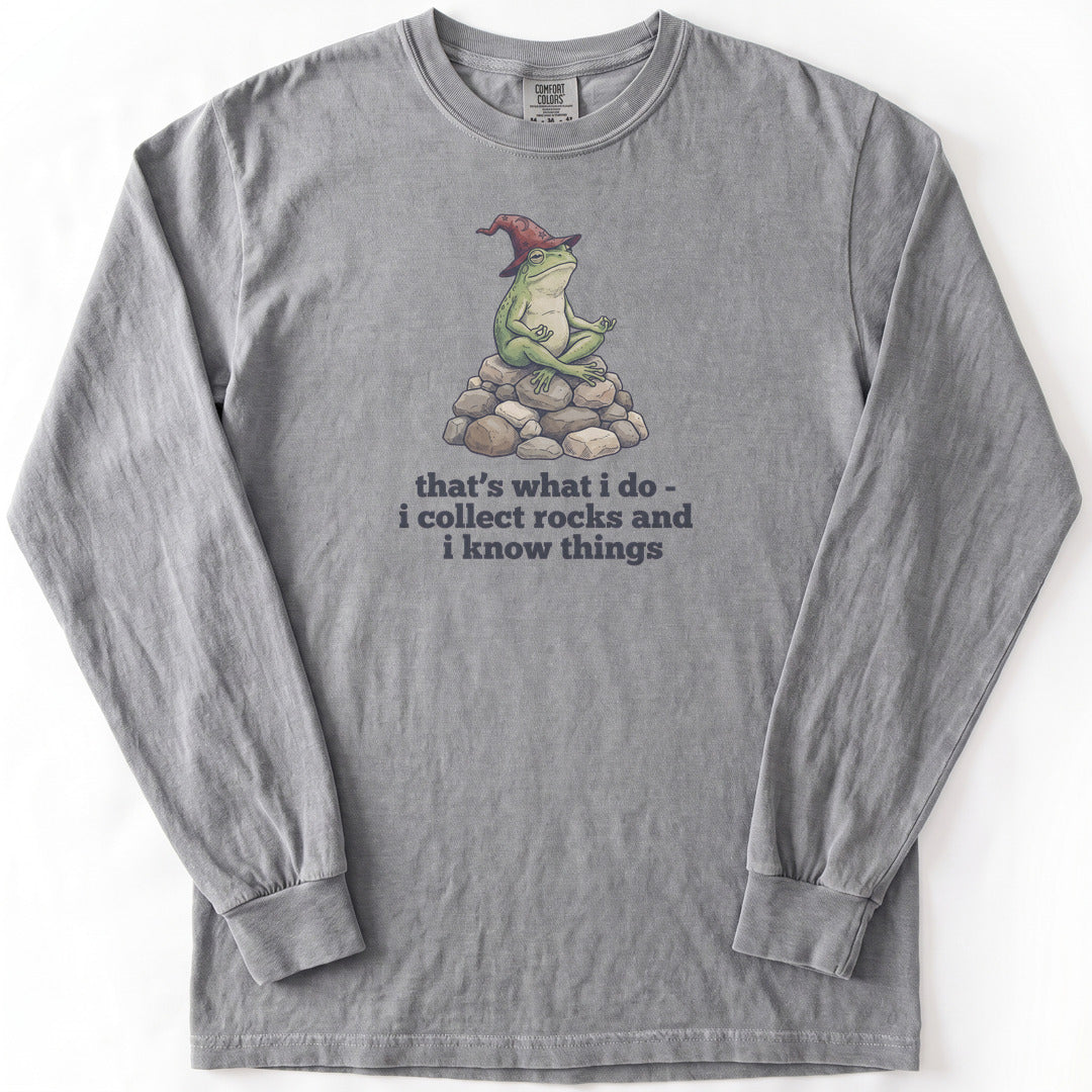 I Collect Rocks and I Know Things Premium LS - Comfort Colors garment-dyed long sleeve in Grey from Summit Soul