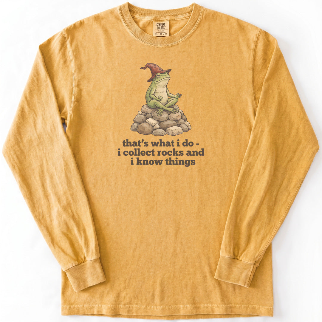 I Collect Rocks and I Know Things Premium LS - Comfort Colors garment-dyed long sleeve in Mustard from Summit Soul