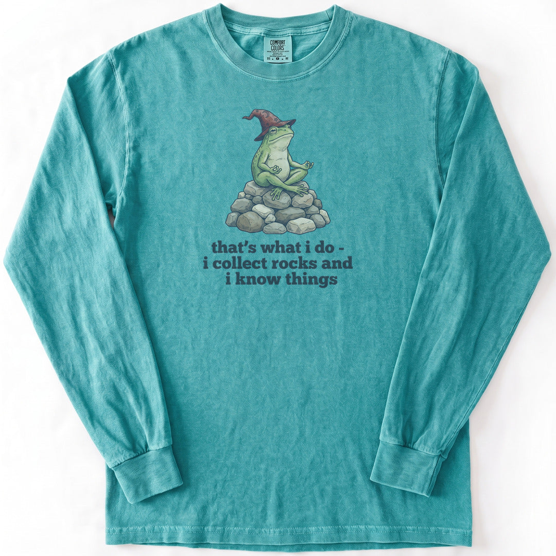 I Collect Rocks and I Know Things Premium LS - Comfort Colors garment-dyed long sleeve in Seafoam from Summit Soul