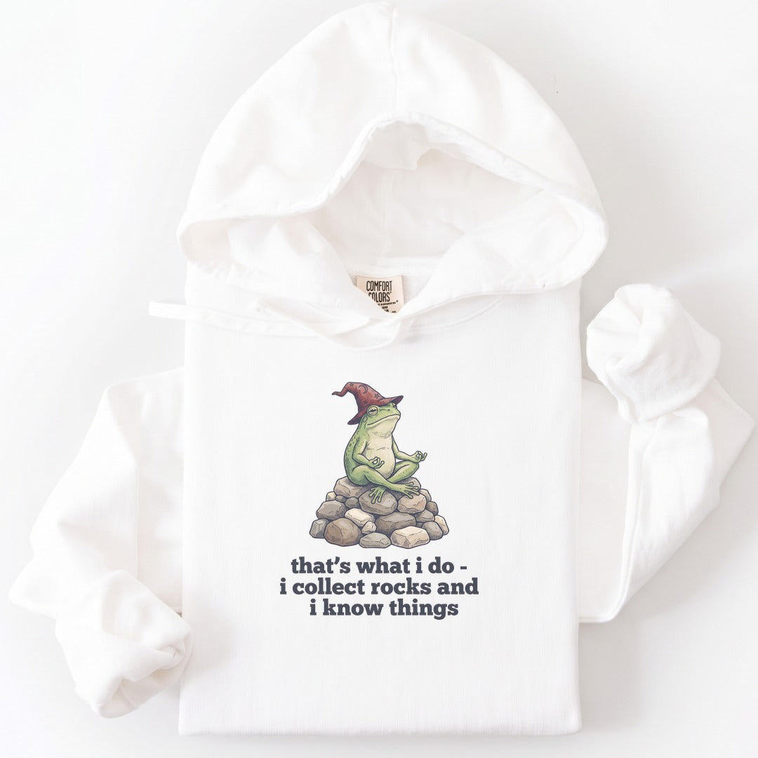Hoodie White / S I Collect Rocks and I Know Things Premium Hoodie