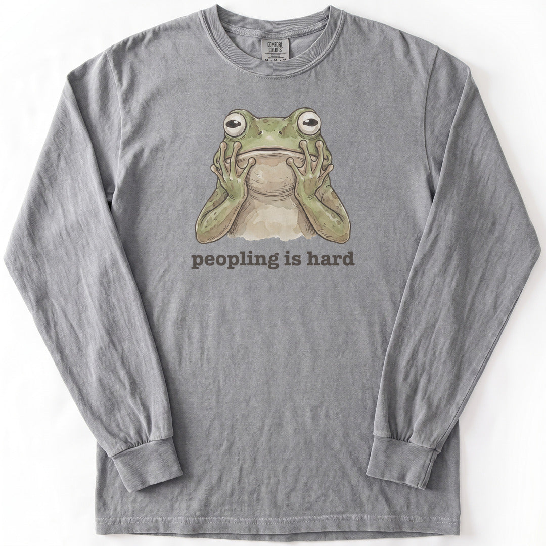 Peopling Is Hard Premium LS - Comfort Colors garment-dyed long sleeve in Grey from Summit Soul