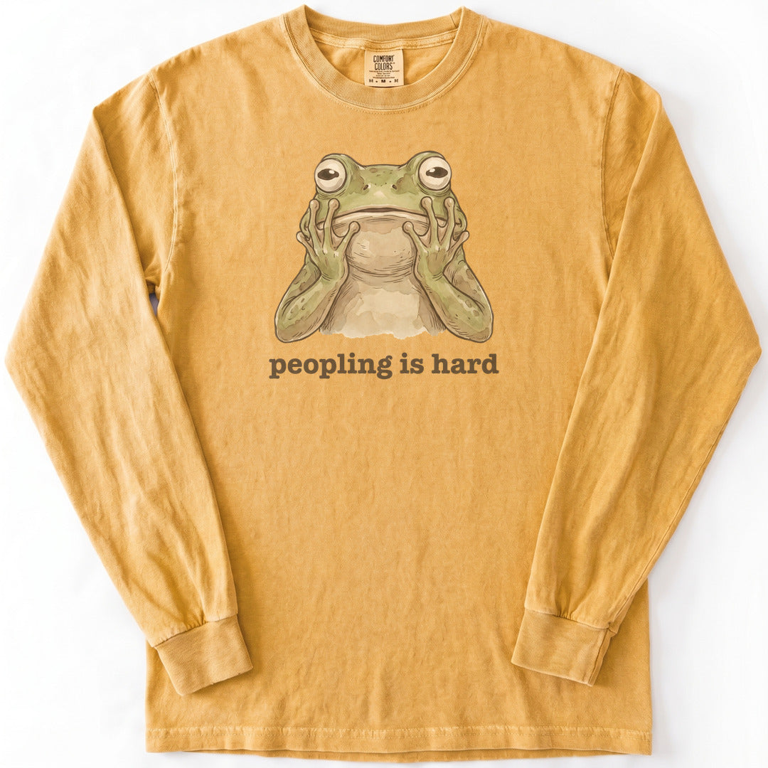 Peopling Is Hard Premium LS - Comfort Colors garment-dyed long sleeve in Mustard from Summit Soul
