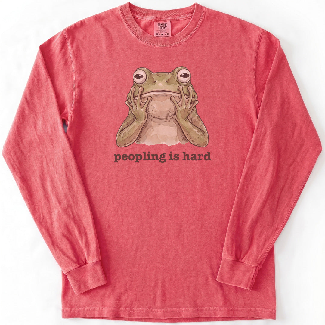Peopling Is Hard Premium LS - Comfort Colors garment-dyed long sleeve in Watermelon from Summit Soul
