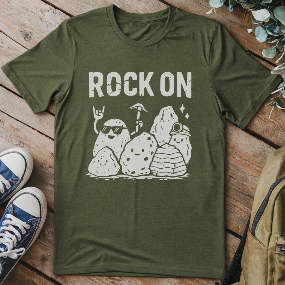 T-Shirt Military Green / S Rock On Funny T-Shirt