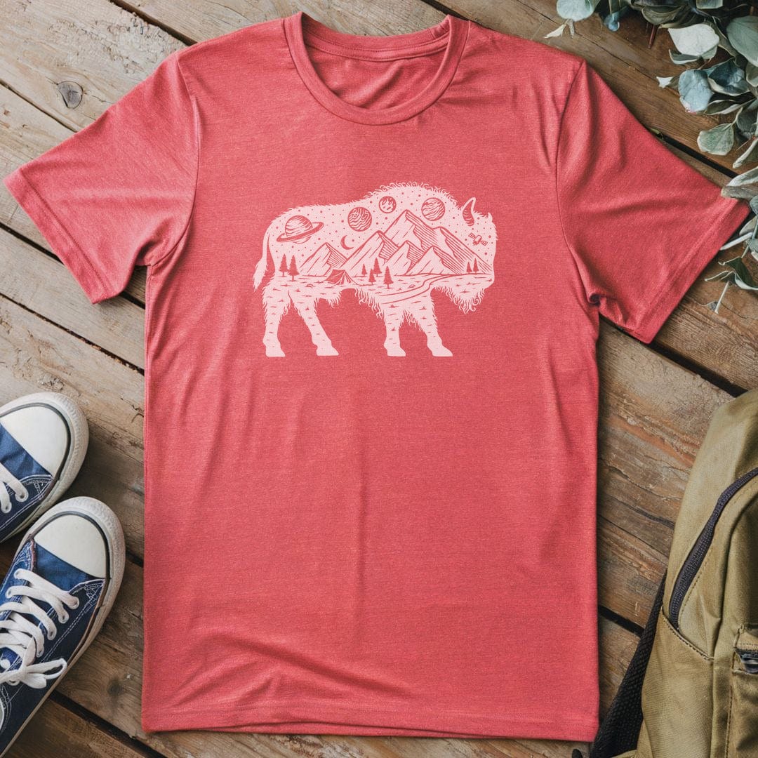 T-Shirt Heather Red / S Night Bison T-Shirt
