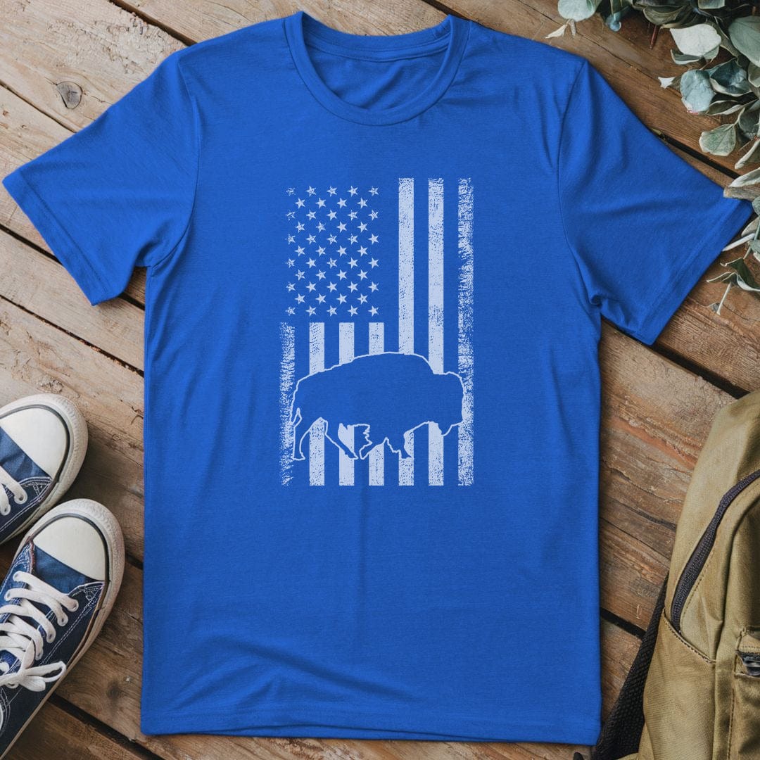 T-Shirt Royal / S USA Flag Bison T-Shirt