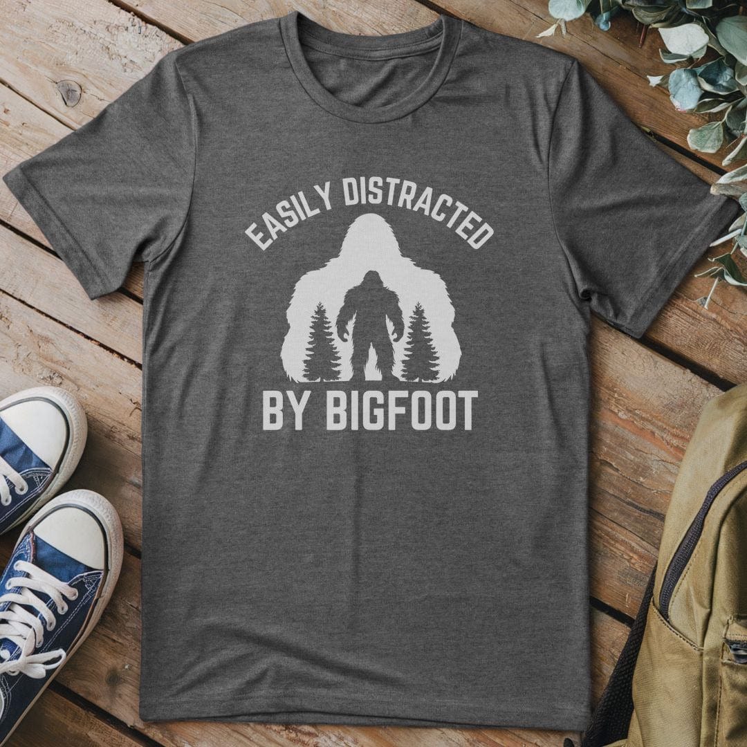 T-Shirt Dark Heather / S Distracted By Bigfoot T-Shirt