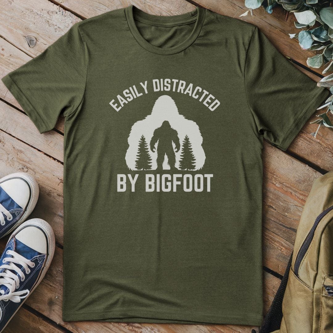 T-Shirt Military Green / S Distracted By Bigfoot T-Shirt