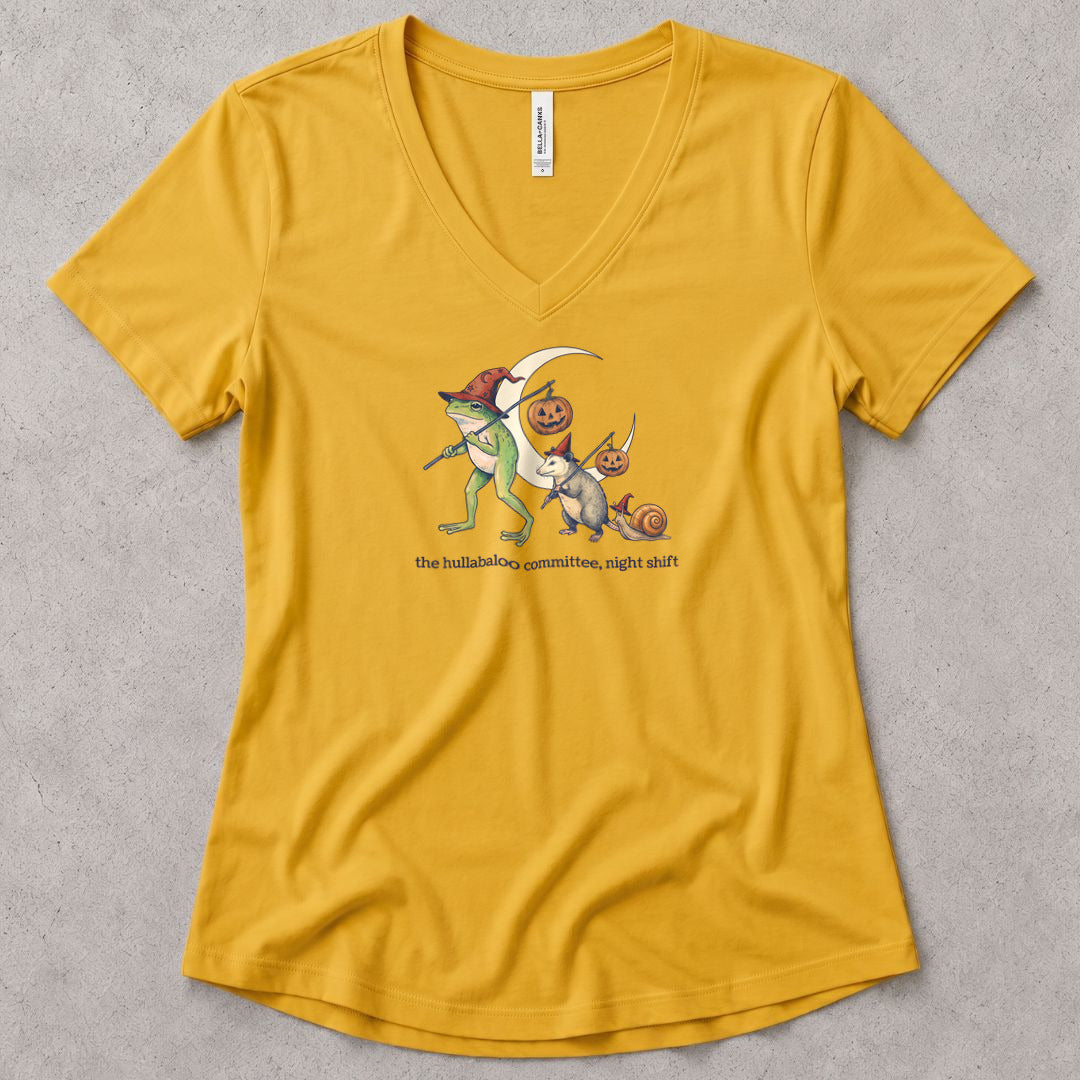 Night Shift V-Neck - women's relaxed v-neck tee in Mustard from Summit Soul