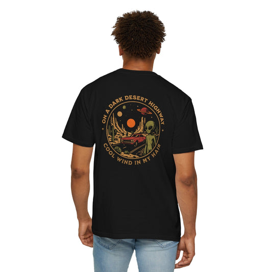 T-Shirt Black / S Alien Desert Highway Premium (Back Print)
