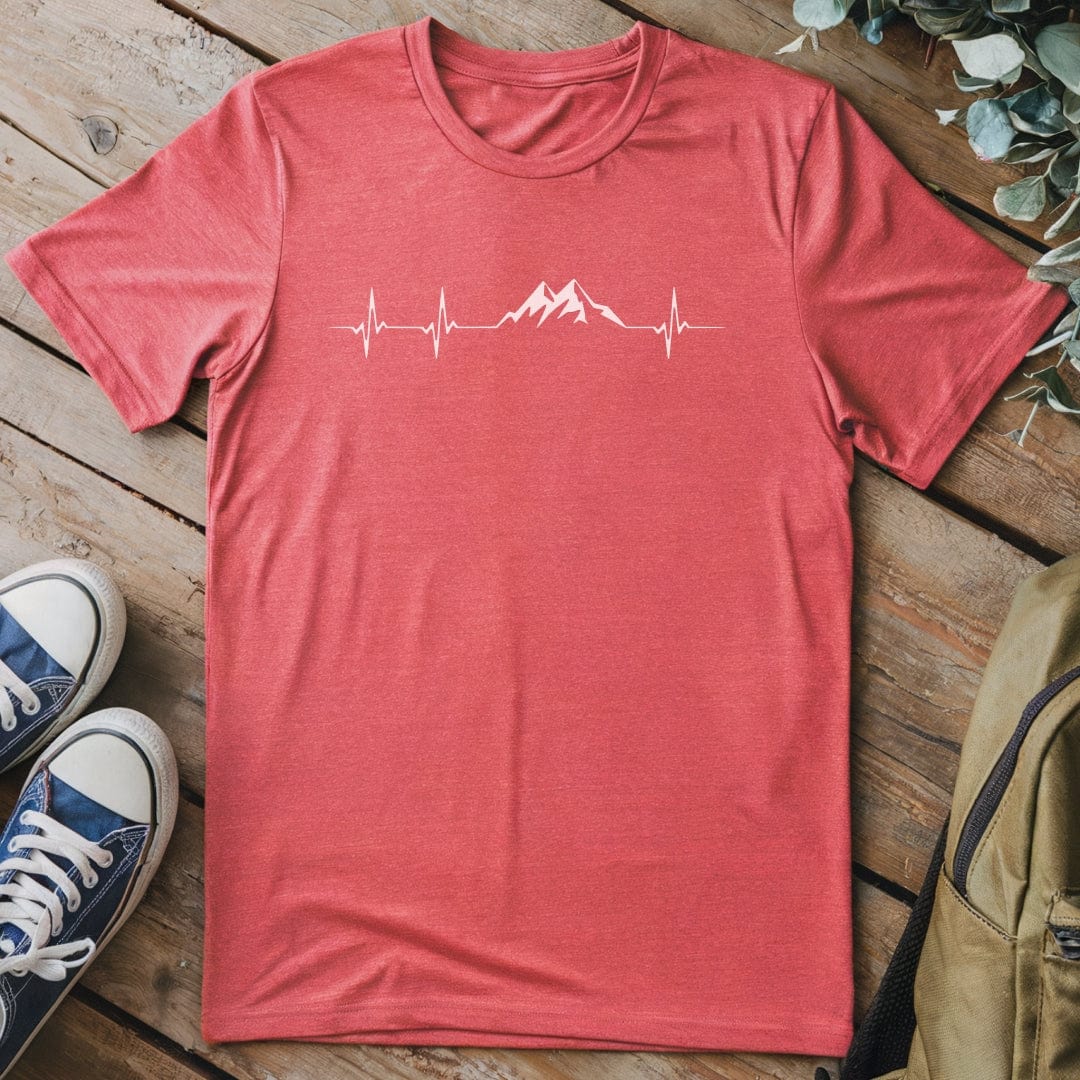 T-Shirt Heather Red / S Mountain Pulse Minimalist T-Shirt