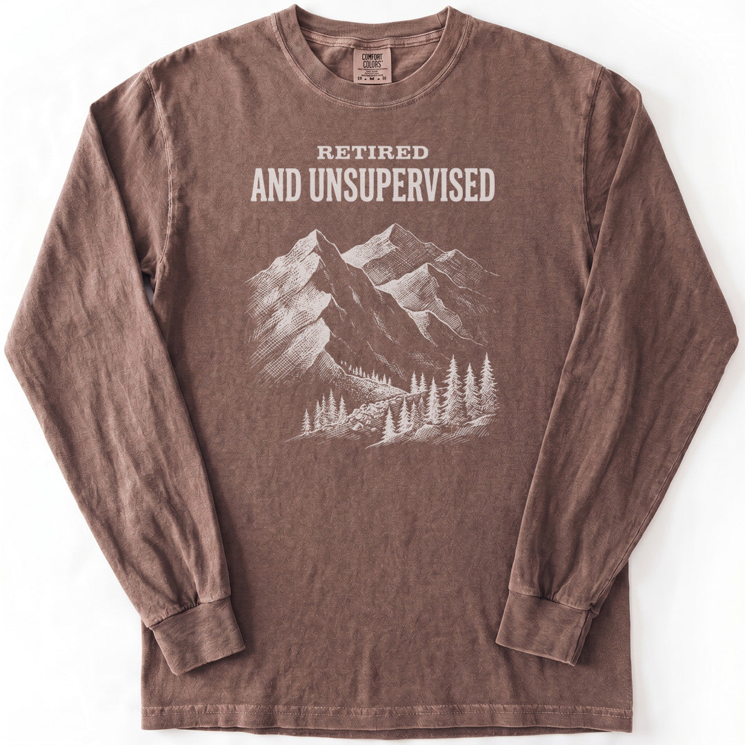 Retired and Unsupervised Premium LS - Comfort Colors garment-dyed long sleeve in Espresso from Summit Soul