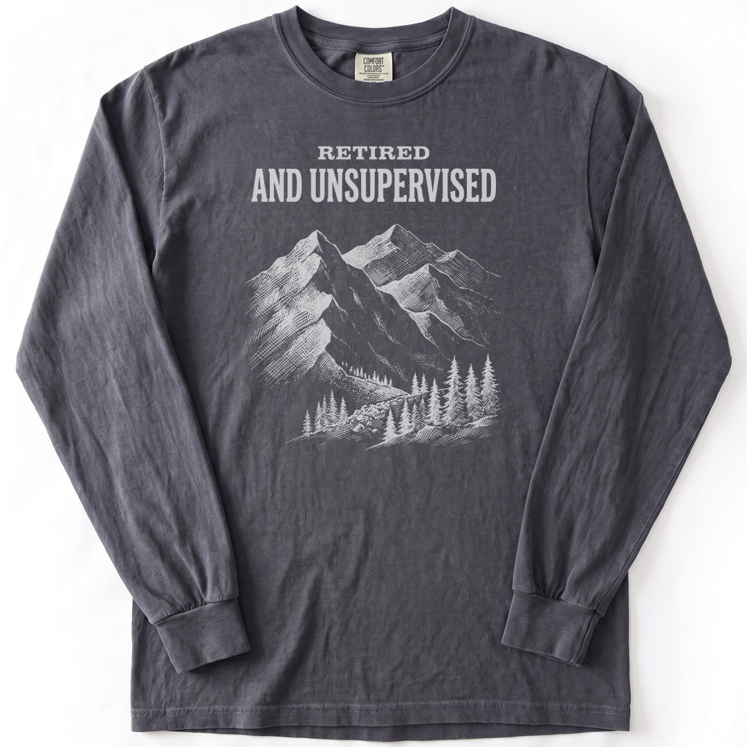 Retired and Unsupervised Premium LS - Comfort Colors garment-dyed long sleeve in Graphite from Summit Soul