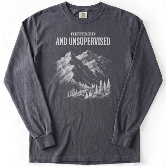 Retired and Unsupervised Premium LS - Comfort Colors garment-dyed long sleeve in Graphite from Summit Soul