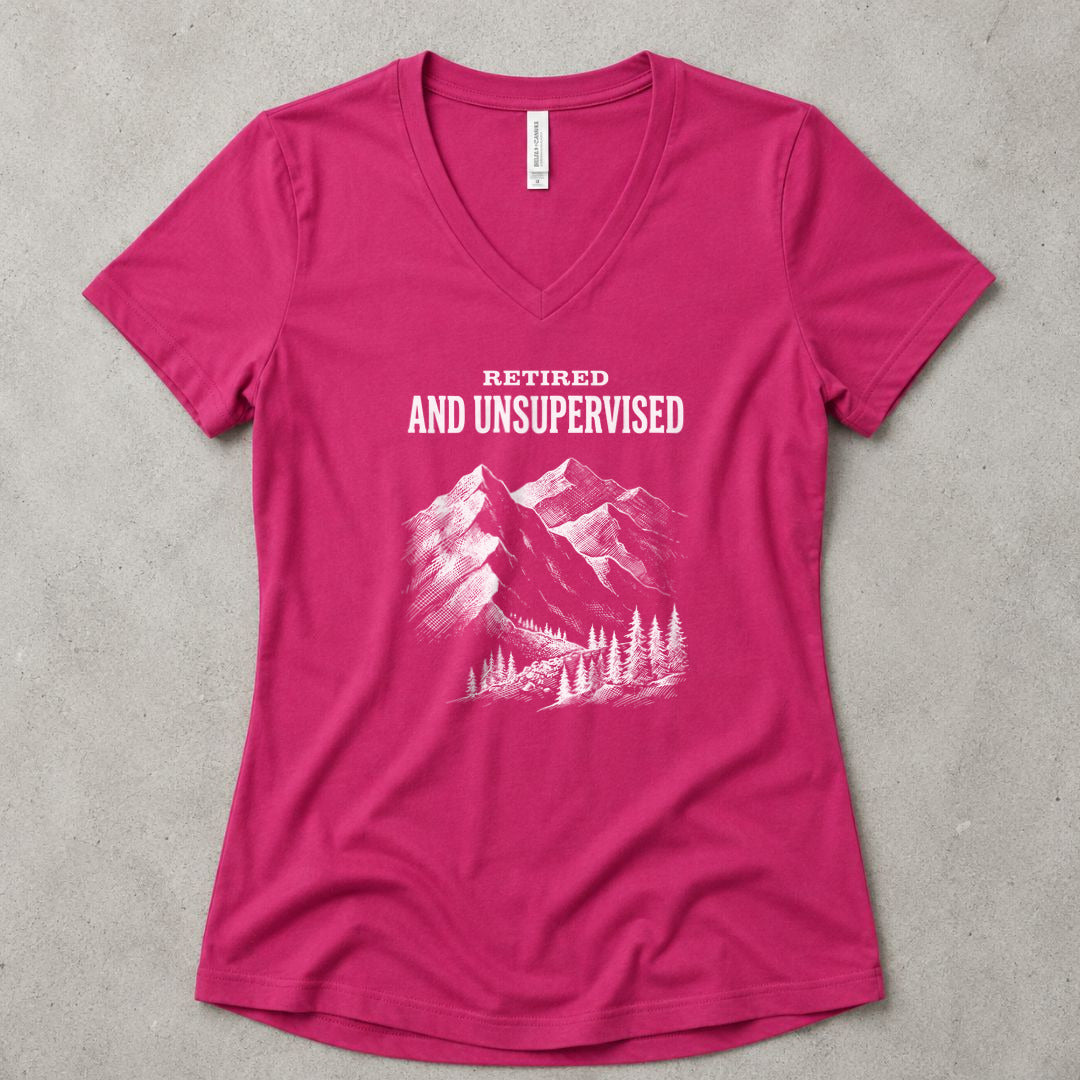 Retired and Unsupervised V-Neck - women's relaxed v-neck tee in Berry from Summit Soul
