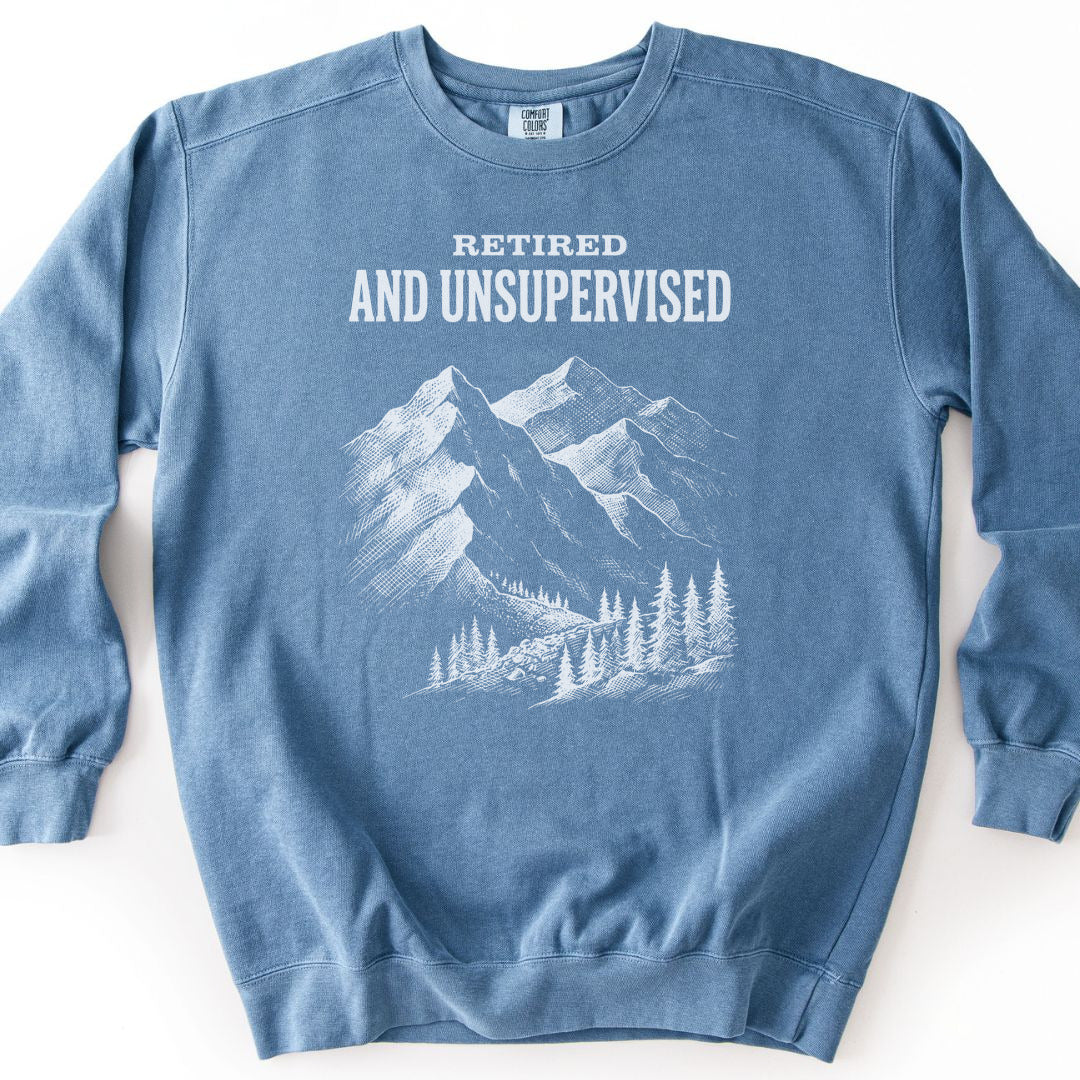 Retired and Unsupervised Premium Sweatshirt - Blue Jean
