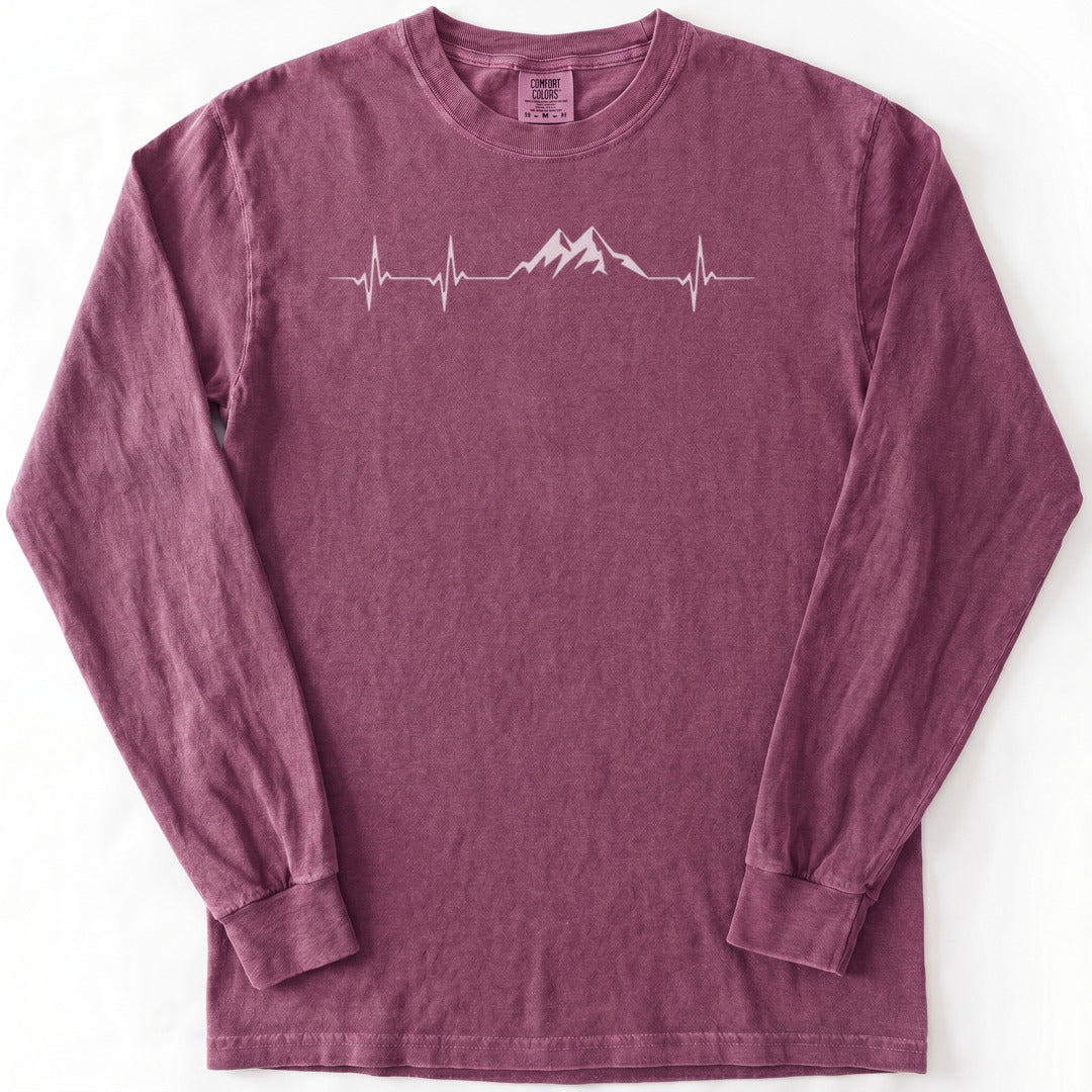 Mountain Pulse Minimalist Premium LS - Comfort Colors garment-dyed long sleeve in Berry from Summit Soul