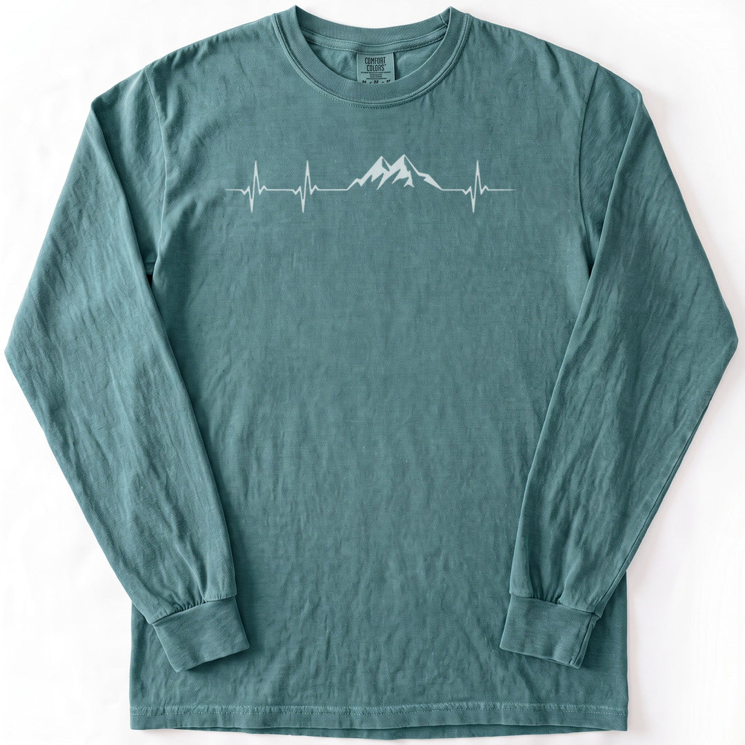 Mountain Pulse Minimalist Premium LS - Comfort Colors garment-dyed long sleeve in Blue Spruce from Summit Soul
