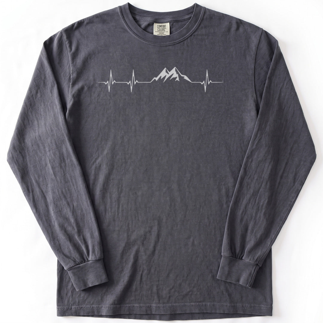 Mountain Pulse Minimalist Premium LS - Comfort Colors garment-dyed long sleeve in Graphite from Summit Soul