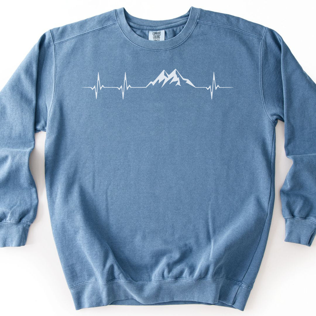Mountain Pulse Minimalist Premium Sweatshirt - Blue Jean