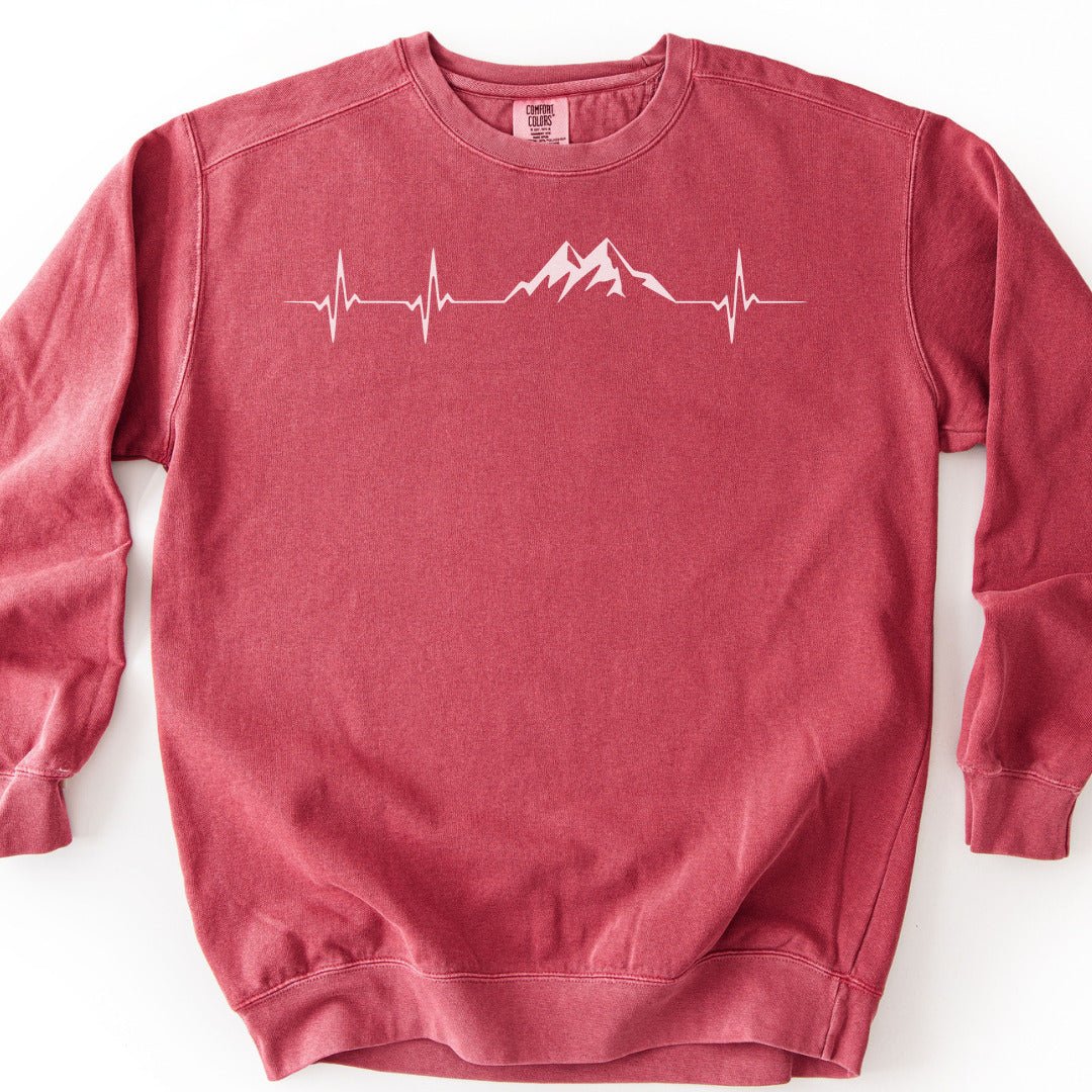 Mountain Pulse Minimalist Premium Sweatshirt - Crimson