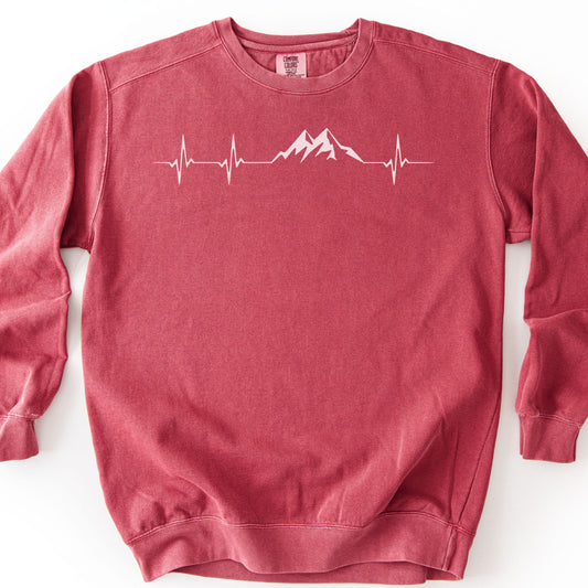 Mountain Pulse Minimalist Premium Sweatshirt - Crimson