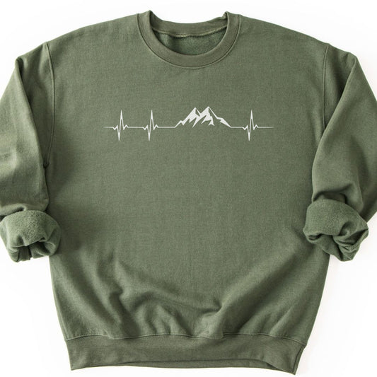 Mountain Pulse Minimalist Sweatshirt - Military Green