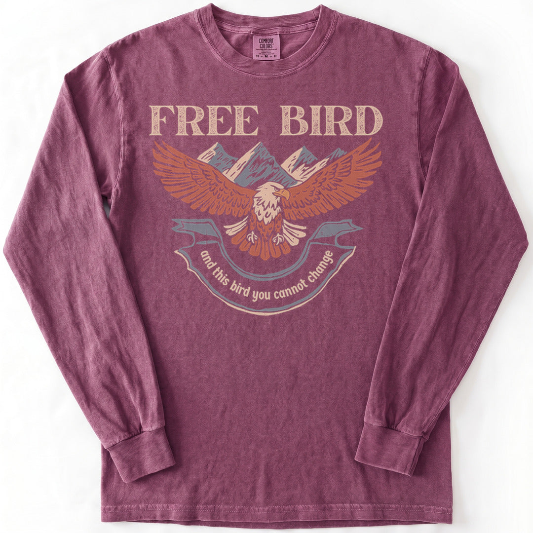 Free Bird Premium LS - Comfort Colors garment-dyed long sleeve in Berry from Summit Soul