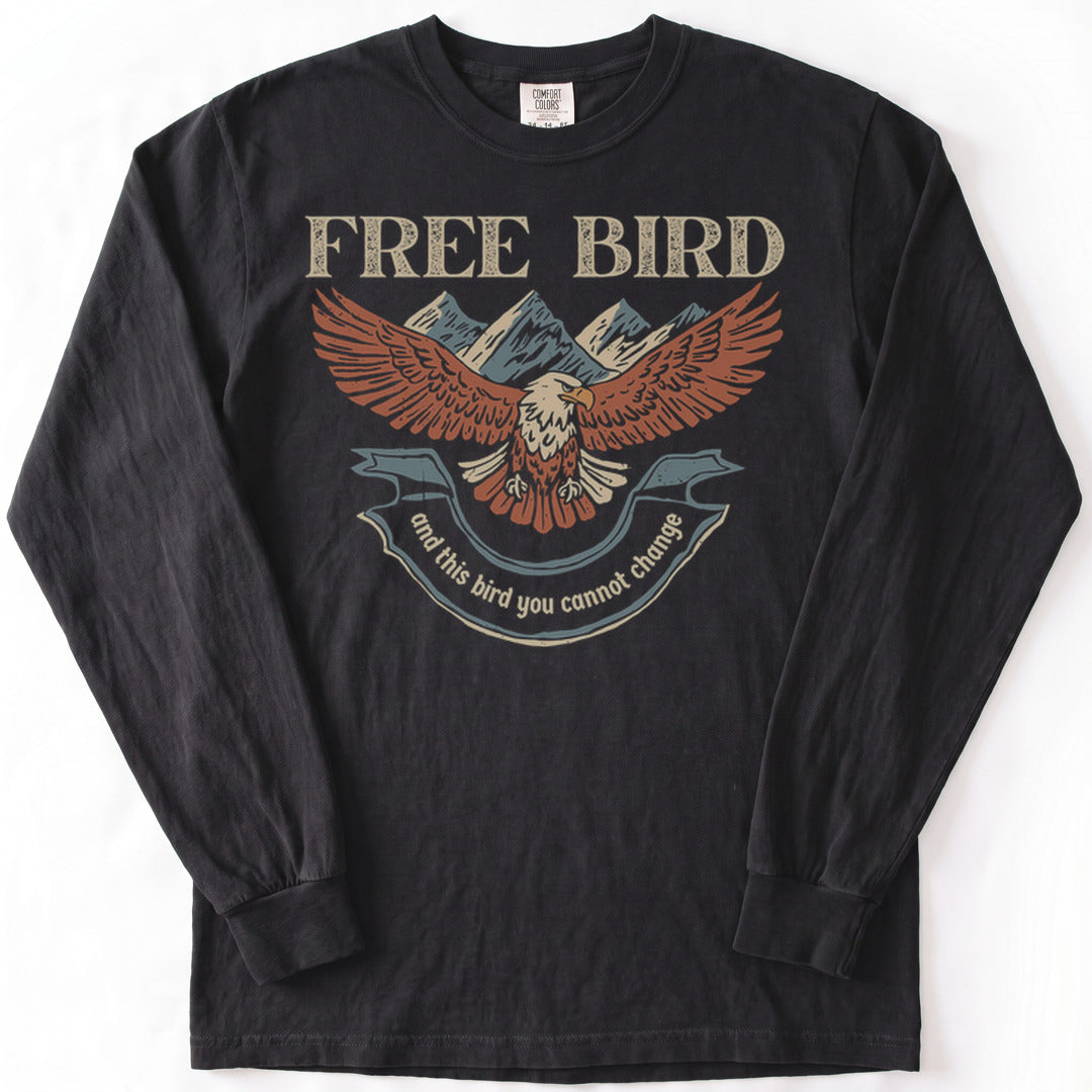 Free Bird Premium LS - Comfort Colors garment-dyed long sleeve in Black from Summit Soul