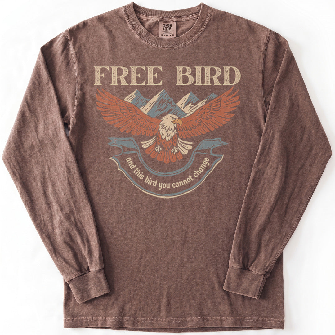 Free Bird Premium LS - Comfort Colors garment-dyed long sleeve in Espresso from Summit Soul