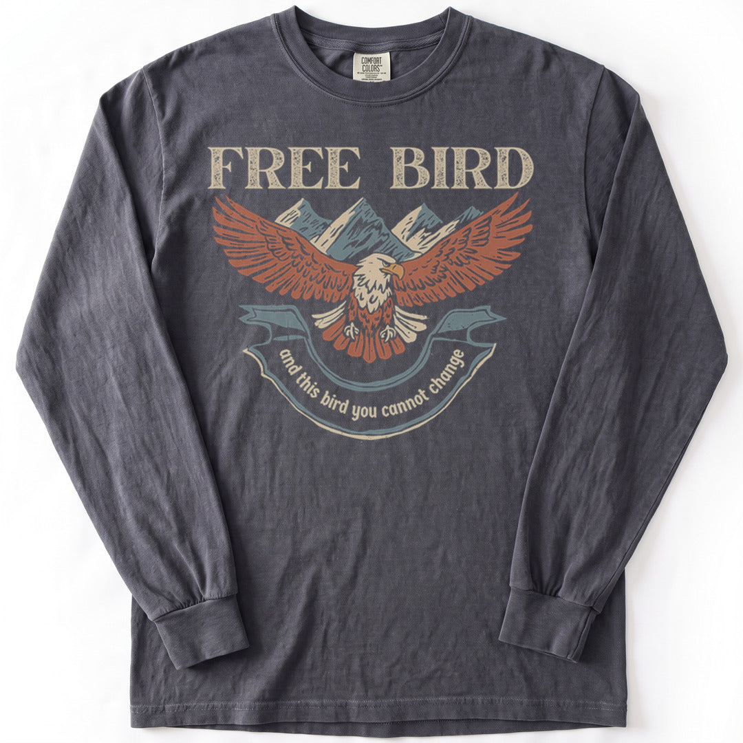 Free Bird Premium LS - Comfort Colors garment-dyed long sleeve in Graphite from Summit Soul