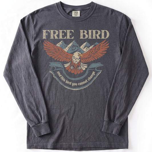 Free Bird Premium LS - Comfort Colors garment-dyed long sleeve in Graphite from Summit Soul