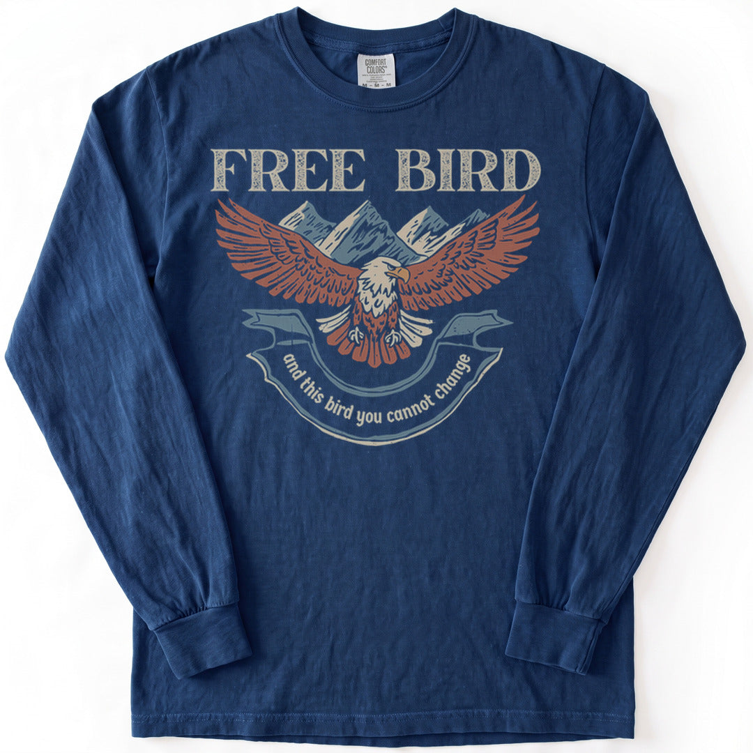 Free Bird Premium LS - Comfort Colors garment-dyed long sleeve in True Navy from Summit Soul