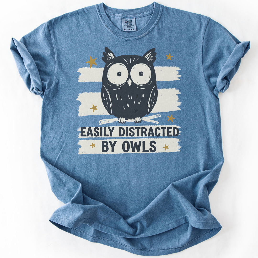 Easily Distracted by Owls Premium - Blue Jean