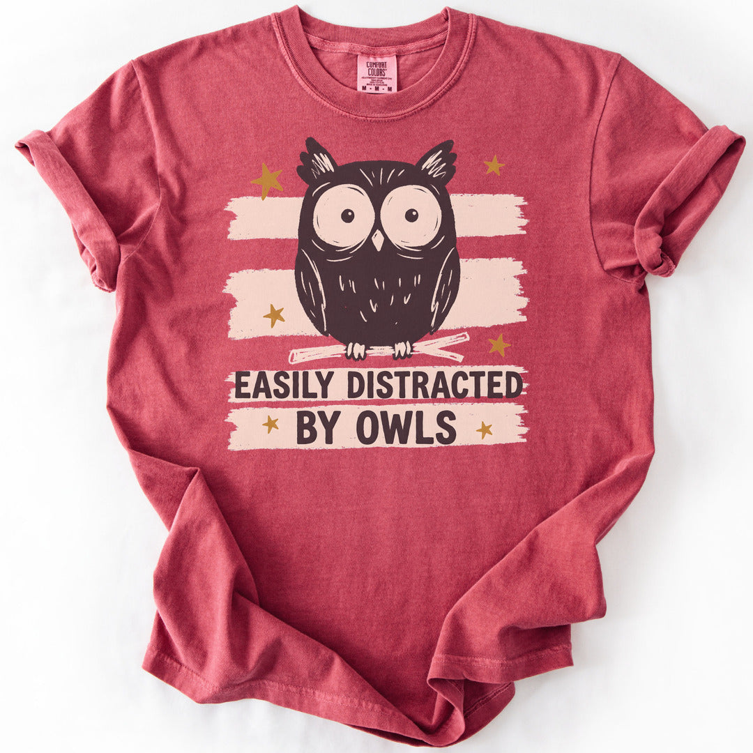 Easily Distracted by Owls Premium - Crimson