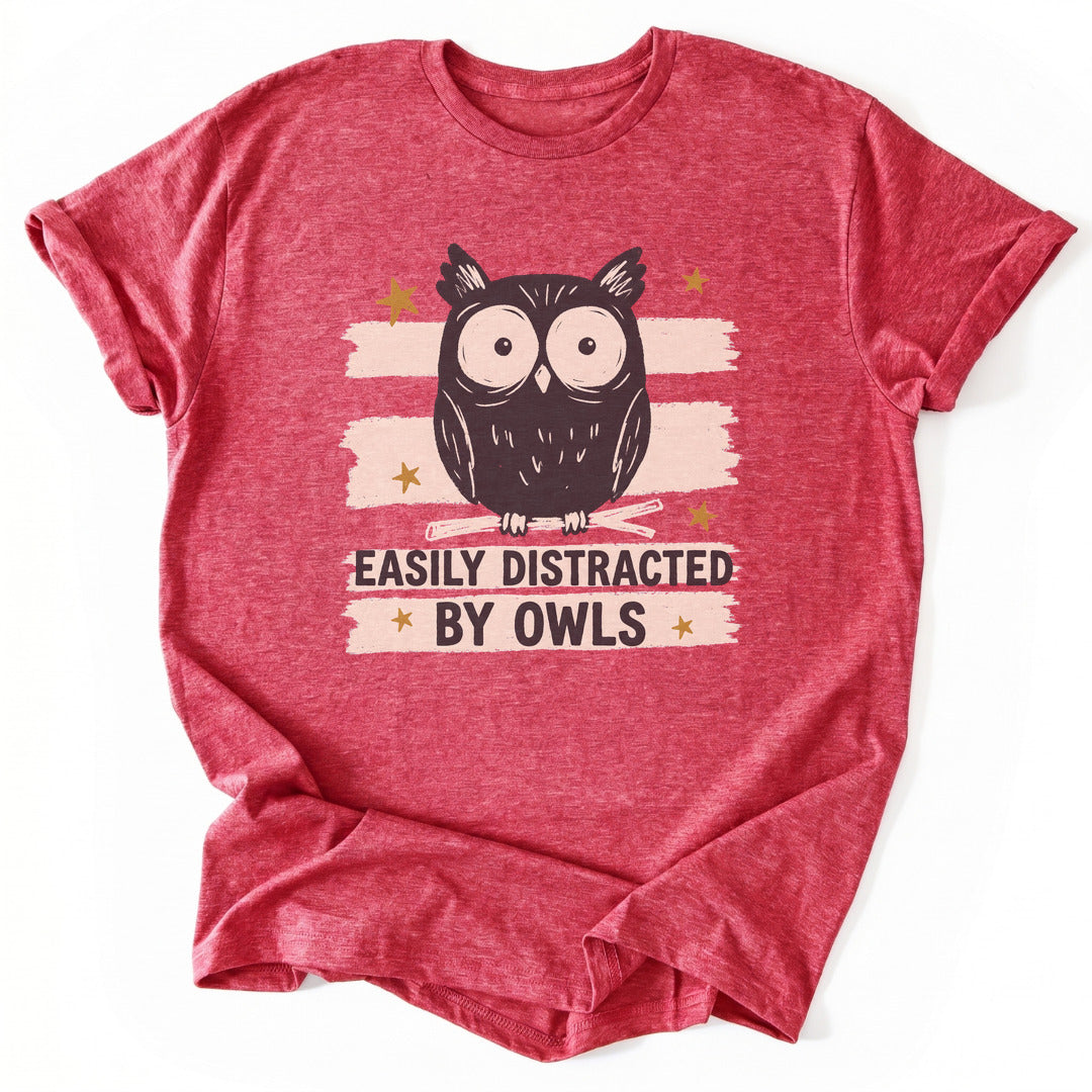 Easily Distracted by Owls - Heather Red