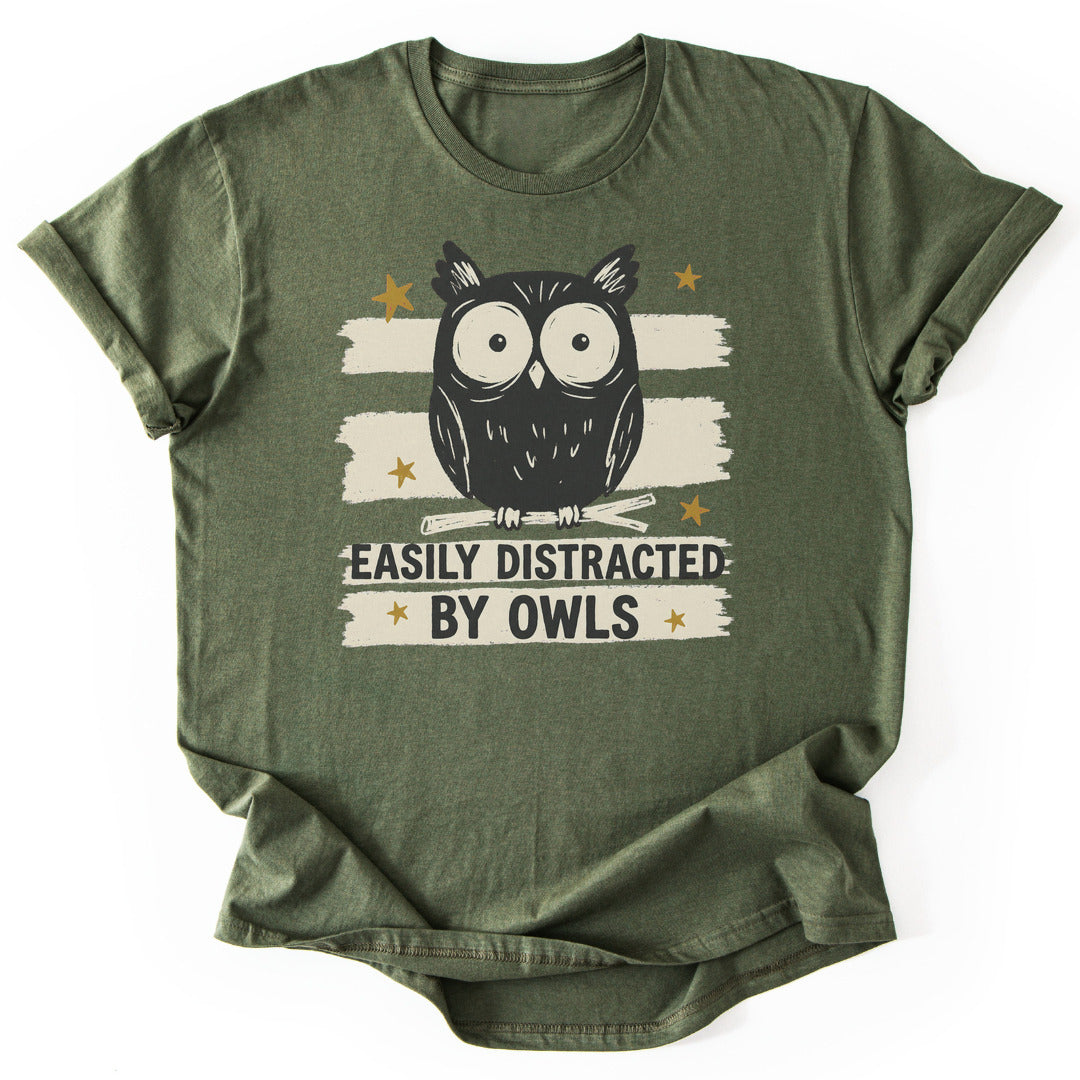 Easily Distracted by Owls - Military Green