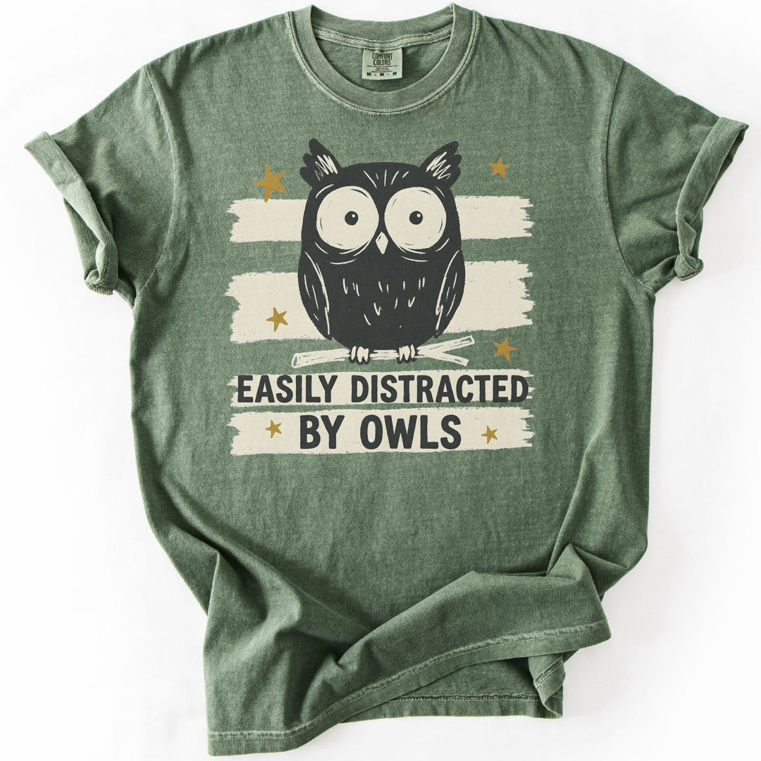 Easily Distracted by Owls Premium - Moss