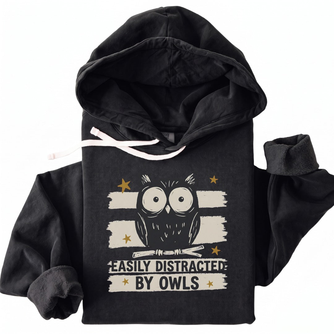 Hoodie Black / S Easily Distracted by Owls Premium Hoodie
