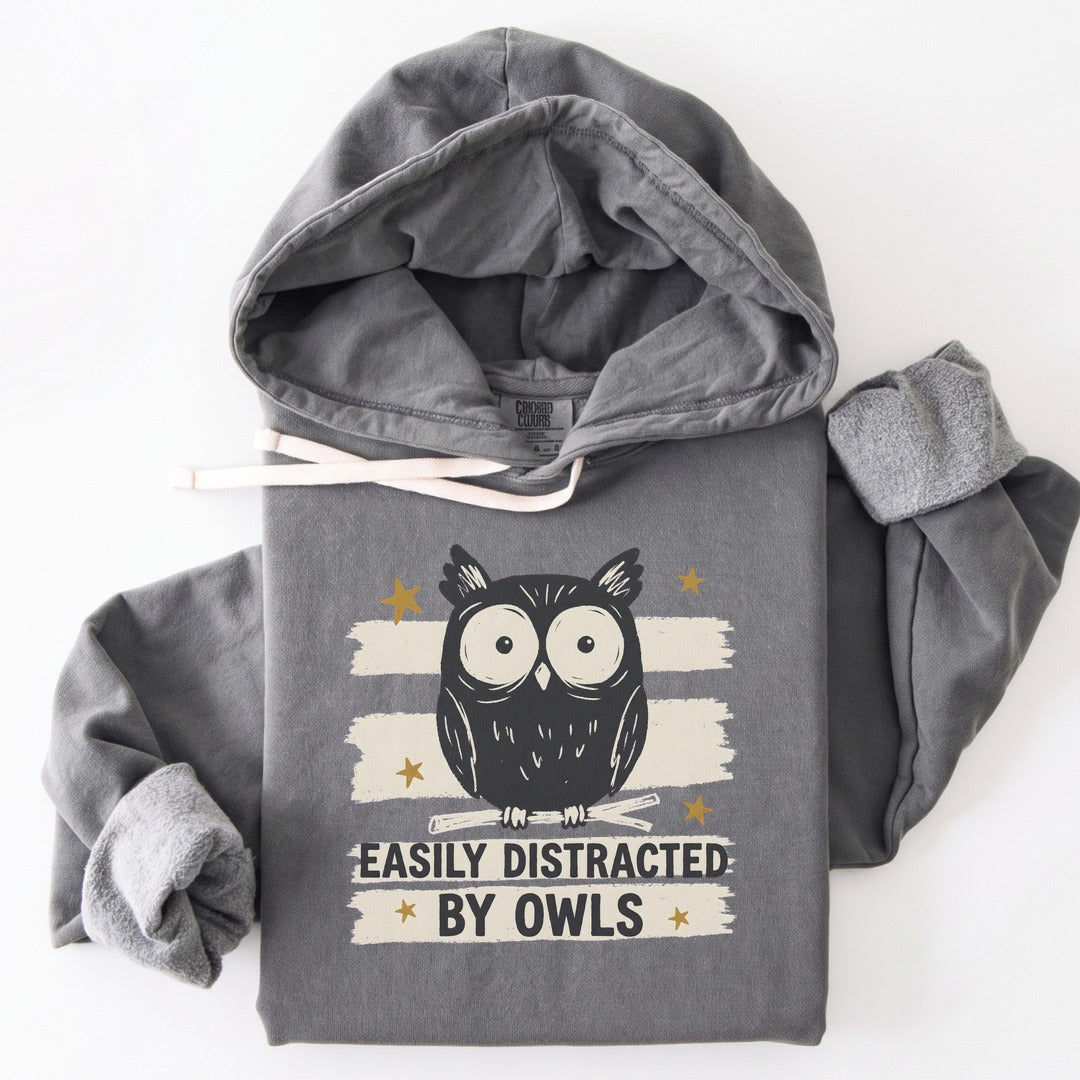 Hoodie Grey / S Easily Distracted by Owls Premium Hoodie