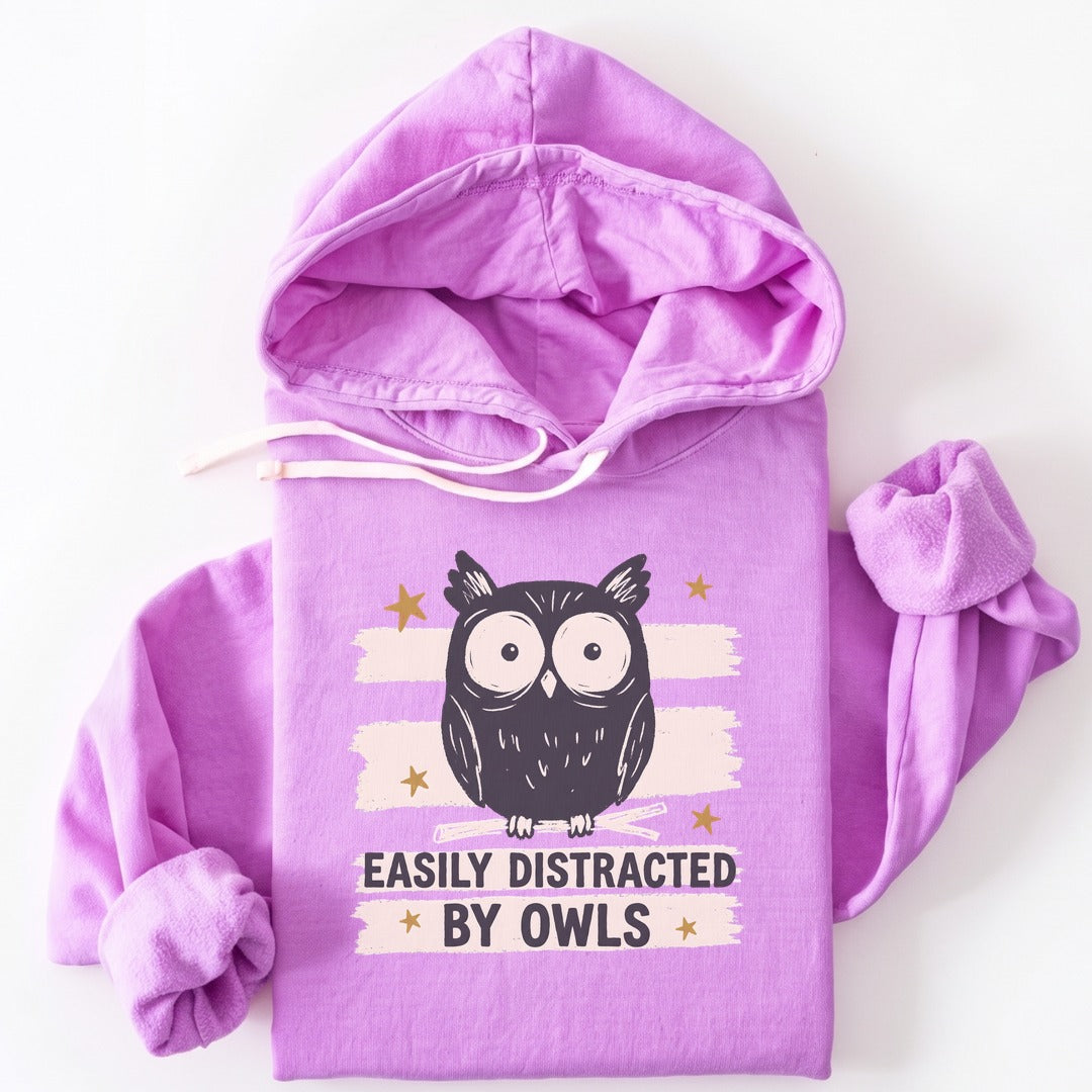 Hoodie Neon Violet / S Easily Distracted by Owls Premium Hoodie