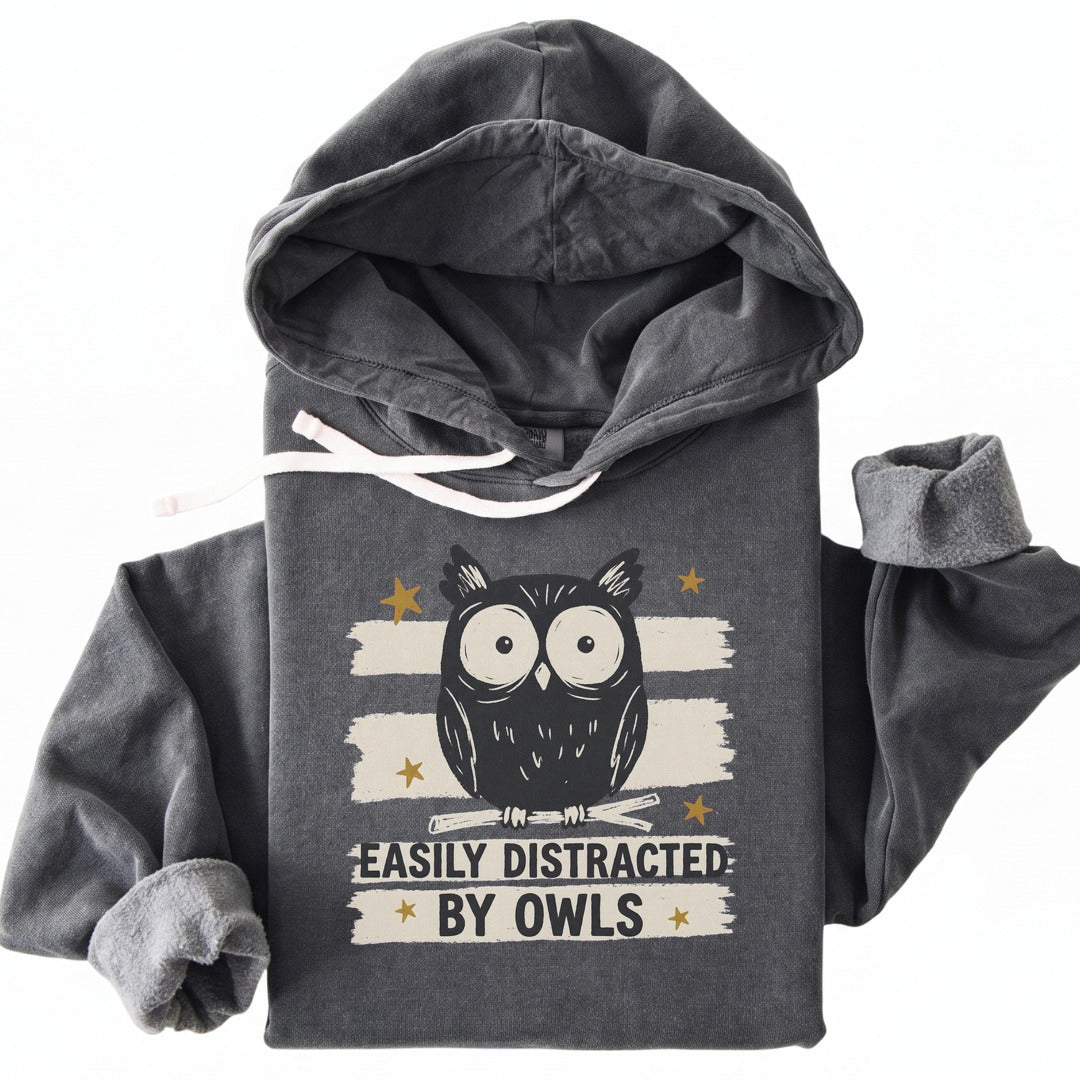 Hoodie Pepper / S Easily Distracted by Owls Premium Hoodie