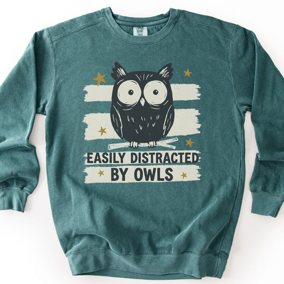 Easily Distracted by Owls Premium Sweatshirt - Blue Spruce